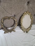 Vntg Gold Metal Tabletop Photo Frames Heart/oval Shape No Glass 6 1/2"-9". Fixed Price $25.00.