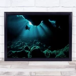 Visit To Aliens Underwater Diver Scuba Adventure Sunbeams Sunrays Wall Art Print. Fixed Price $35.43.