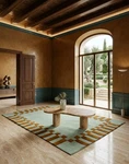 Layered Teklan Frame Rug Luxury Hand-tufted Wool (pistachio & Camel 6X9. Fixed Price $269.10.