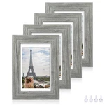5X7 Picture Set Of 4, Made Real Glass And Grey Wooden Frame, By .... Fixed Price $29.30.