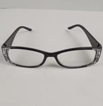 Black Rhinestone Accent Eyeglasses Frames Rectangular Glam 50-16-130. Fixed Price $14.50.
