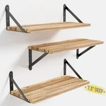 Wall Shelves 7.3" Deep Set Of 3, Solid Paulownia Wood Wider Longer Sturdy Eas.... Fixed Price $37.87.