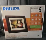 Digital Photo Frame Philips Lcd Mahogany - 8 Inch Home Essentials W/ Clock. Fixed Price $19.99.