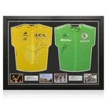 Mark Cavendish & Chris Froome Signed Tour De France Cycling Jerseys. Dual Frame. Fixed Price $1007.00.