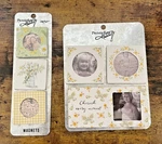 Lot Of 6 Floral & Gingham Photo Magnets, Primitives By Kathy, Wood New. Fixed Price $13.89.