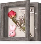 Small Shadow Box Frame With Linen Back - Sturdy Rustic 5X5, Gray. Fixed Price $13.45.