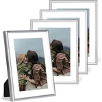 Fkvat 4X6 Picture Frame Set Of Matted Silver Modern Brushed Aluminum. Fixed Price $18.99.