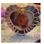 Heart-shaped Tarnish-resistant Silver Gold Metal Photo Frame Rose Accent. Fixed Price $15.99.