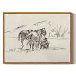 Arpeotcy Framed Canvas Wall Art, Western Decor, Minimalist Sketch Cowboy.... Fixed Price $30.46.