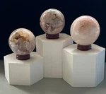 Pink Amethyst Sphere, Polished Natural Crystal With Soft Blush Tones,display. Fixed Price $125.00.