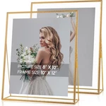 Jajamy Gold Floating Picture Frame Set Of 2, Glass Pressed Flower 8X10. Fixed Price $76.42.