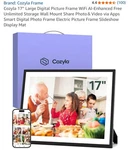 Cozyla 17'' Large Digital Picture Frame Wifi Ai-enhanced Free Unlimited Storage. Fixed Price $169.99.